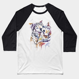 WOLF Colorful Watercolor Baseball T-Shirt